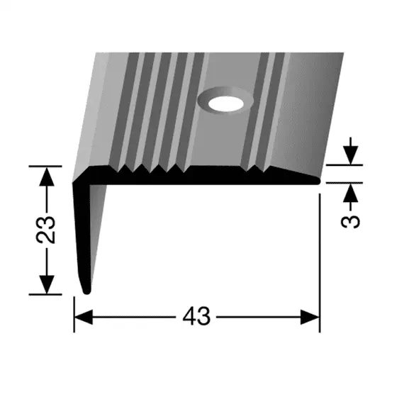 Aluminium profielen - Trapneusprofiel-43x23mm-RVS-grof-antislip-65366-2